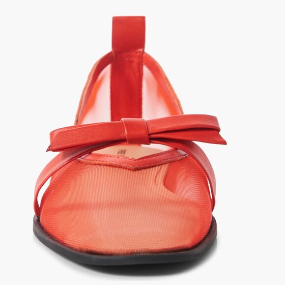 NEW FREE PEOPLE mesh mania bow flat shoes in red 255 3S7 - Picture 8 of 9